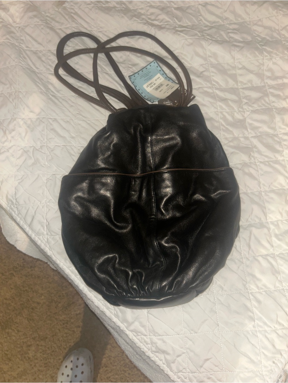 Kooba Black Leather Drawstring Crossbody